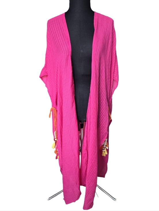 Steve Madden Other - Steve Madden Hot Pink Kimono Swim Cover-Up Tassel Accents One Size Beach Resort